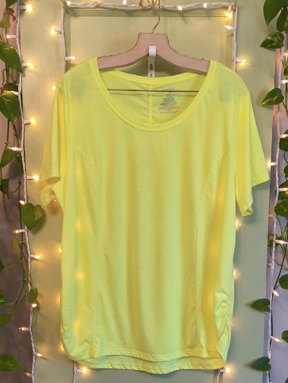 Women's Danskin Now Neon Yellow Dri More Loose Fit 1X T-shirt